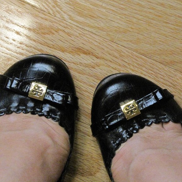 NEW Tory Burch Marie 4" Black Nappa Italian Leather Heel with Bow 9.5 - Picture 4 of 14